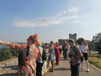 Tour Altstadt und Festung von Belgrad- Ausblick an die Muendung Festung von Belgrad, Stadtrundgang mit der deutschen Gruppe
